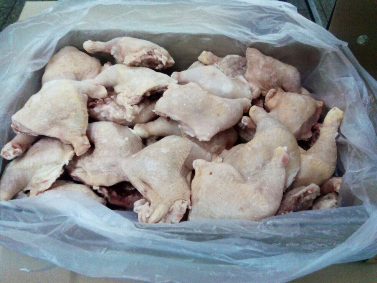 Frozen chicken leg quarters